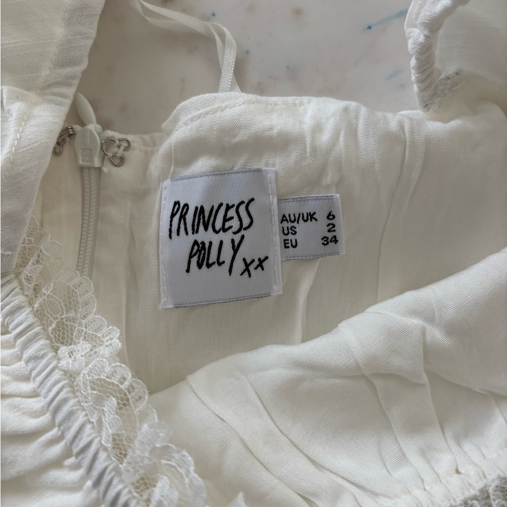Princess Polly Ivory Lace-Trimmed Dress sz 6 - Picture 3 of 5